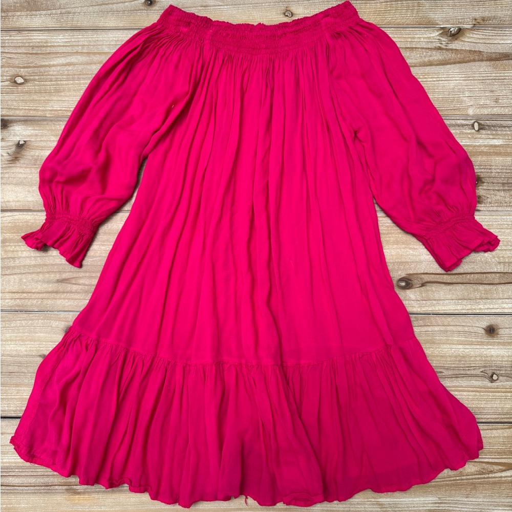 Hot Pink Pink Off-Shoulder Beach Dress | O/S
